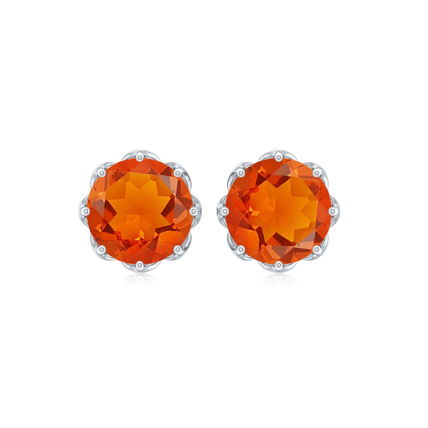 Natural Fire Opal Stud Earrings with Certificate