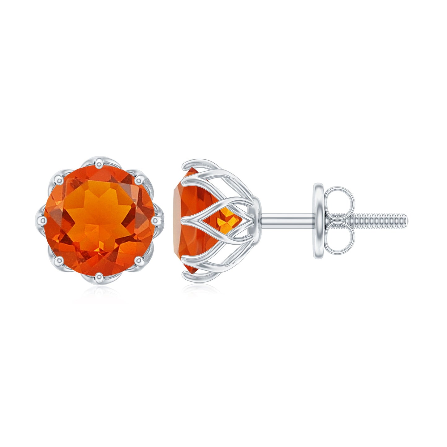 Natural Fire Opal Stud Earrings with Certificate