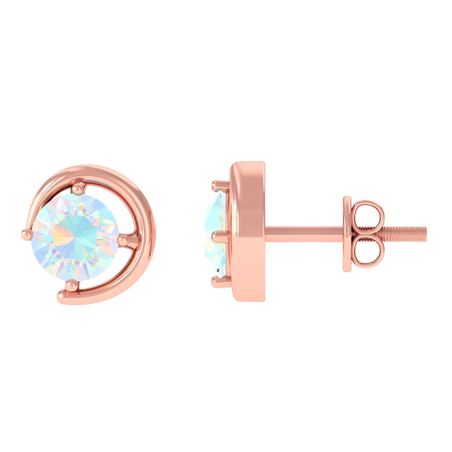 1 Carat Prong Set Ethiopian Opal Solitaire Stud Earrings