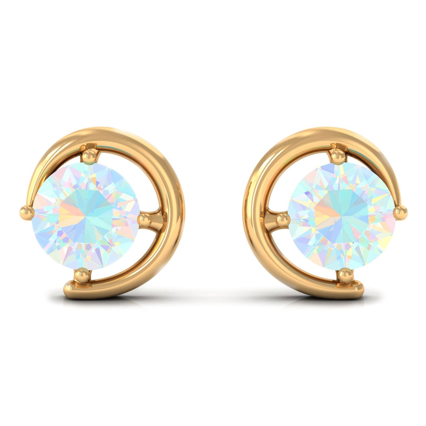 1 Carat Prong Set Ethiopian Opal Solitaire Stud Earrings
