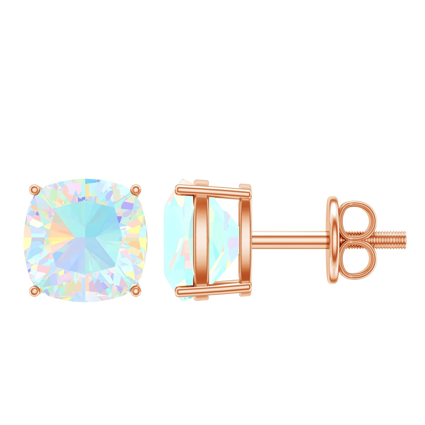 Natural Certified Cushion Cut Ethiopian Opal Stud Earrings For Women