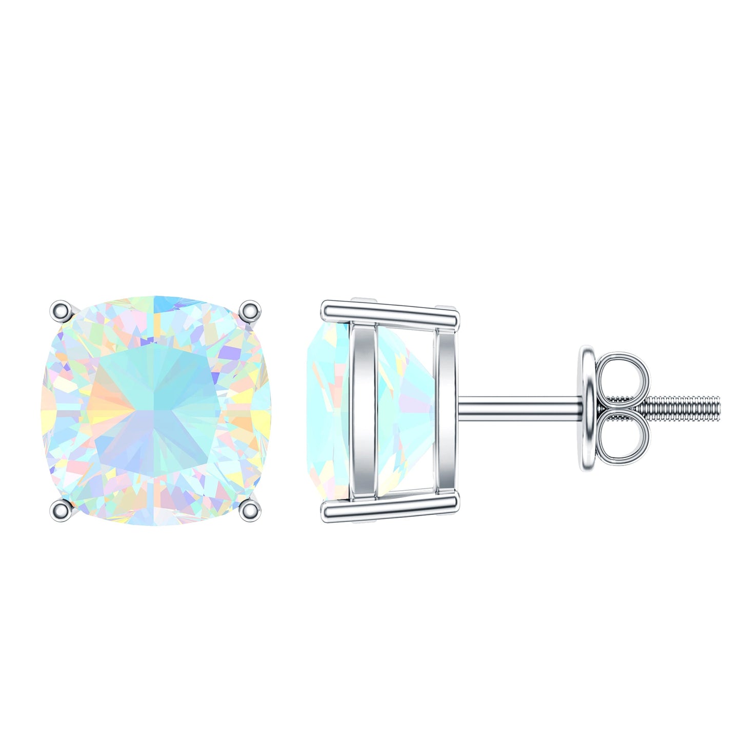 Natural Certified Cushion Cut Ethiopian Opal Stud Earrings For Women