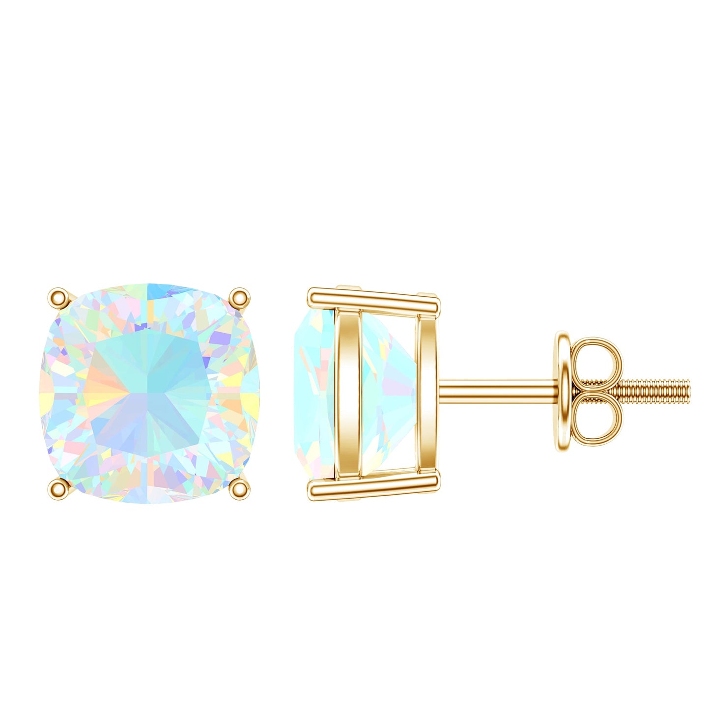 Natural Certified Cushion Cut Ethiopian Opal Stud Earrings For Women