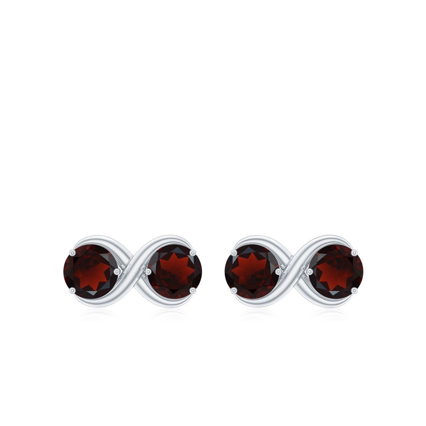 Natural Garnet Infinity Stud Earrings with Screw Backs