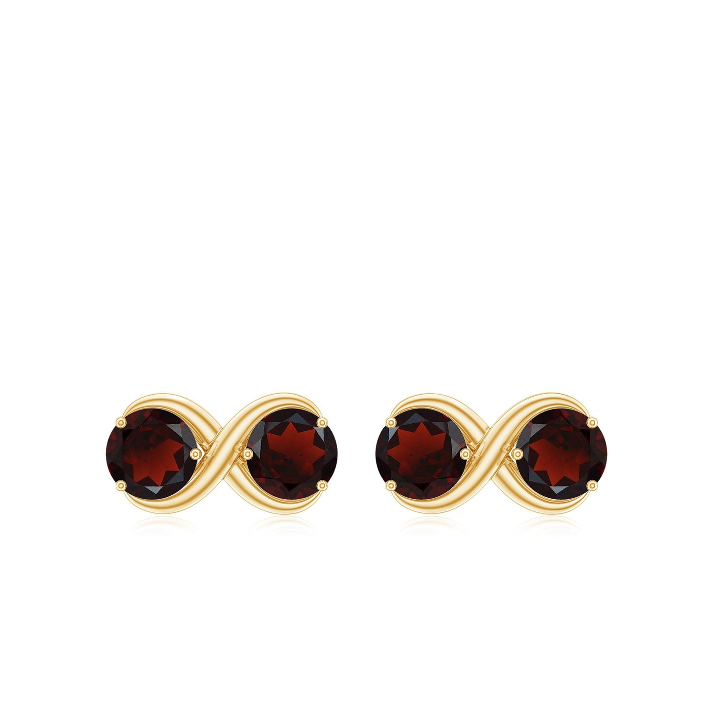 Natural Garnet Infinity Stud Earrings with Screw Backs