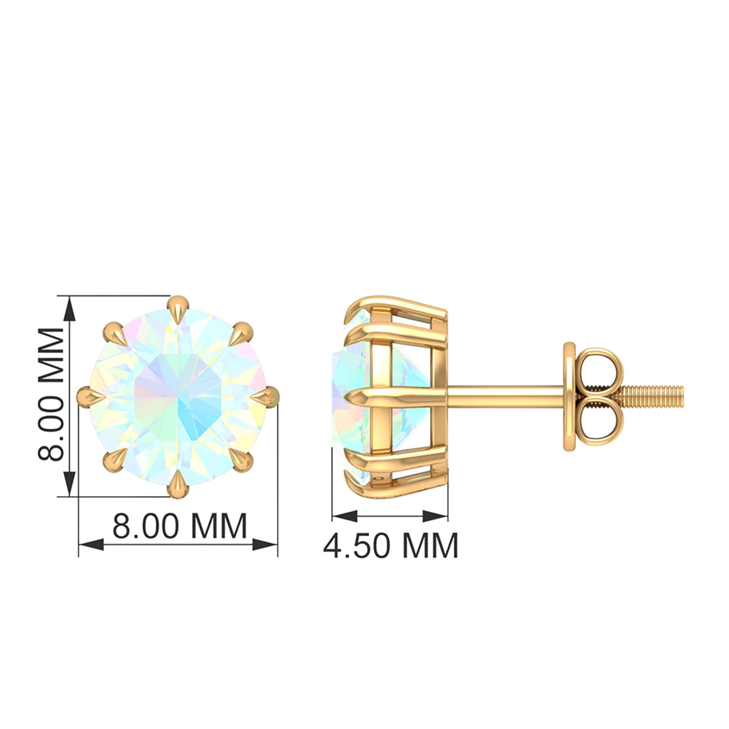Natural 4 Carat Rainbow Ethiopian Opal Earrings with Screw Back
