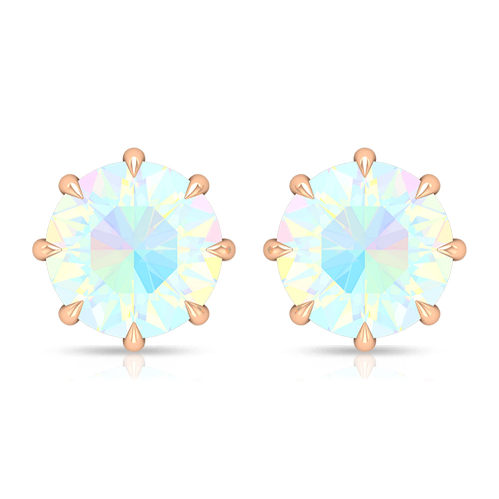 Natural 4 Carat Rainbow Ethiopian Opal Earrings with Screw Back