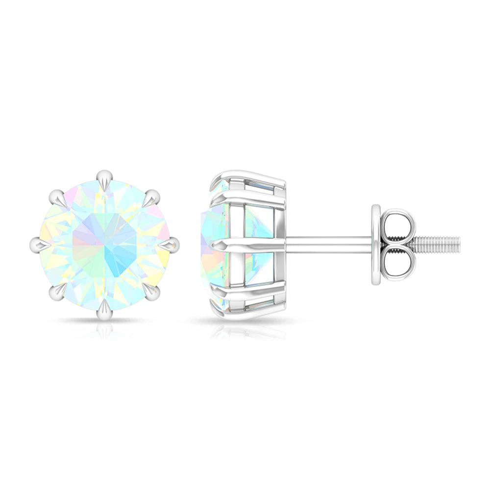 Natural 4 Carat Rainbow Ethiopian Opal Earrings with Screw Back