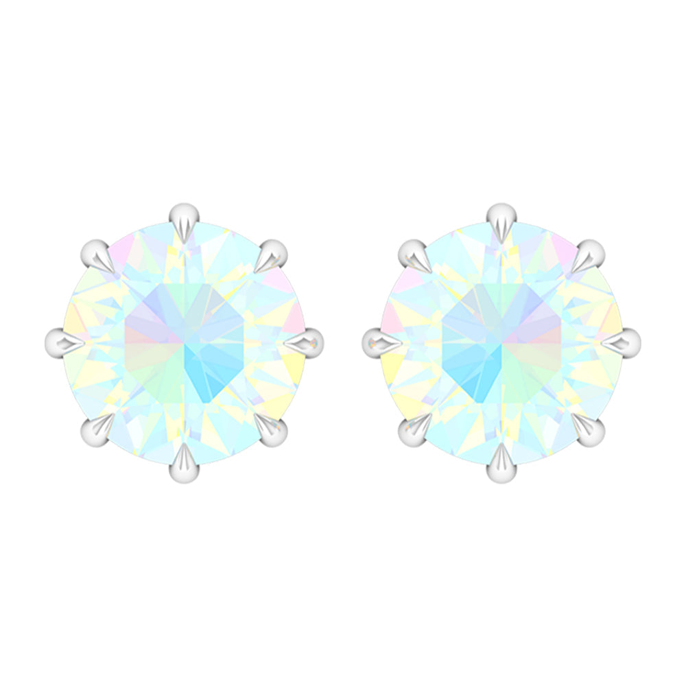 Natural 4 Carat Rainbow Ethiopian Opal Earrings with Screw Back
