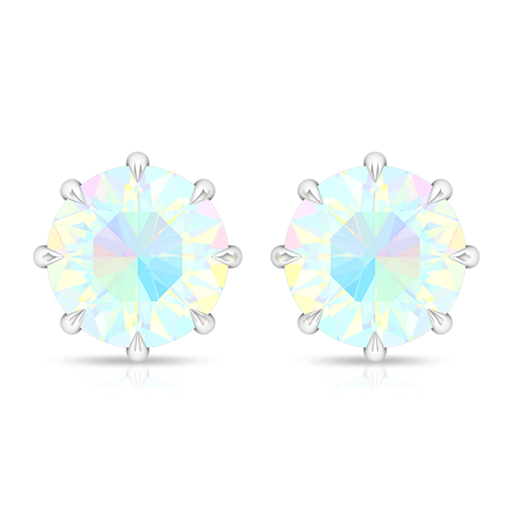 Natural 4 Carat Rainbow Ethiopian Opal Earrings with Screw Back