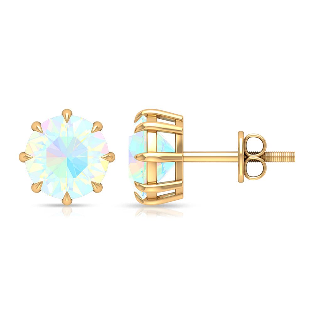 Natural 4 Carat Rainbow Ethiopian Opal Earrings with Screw Back