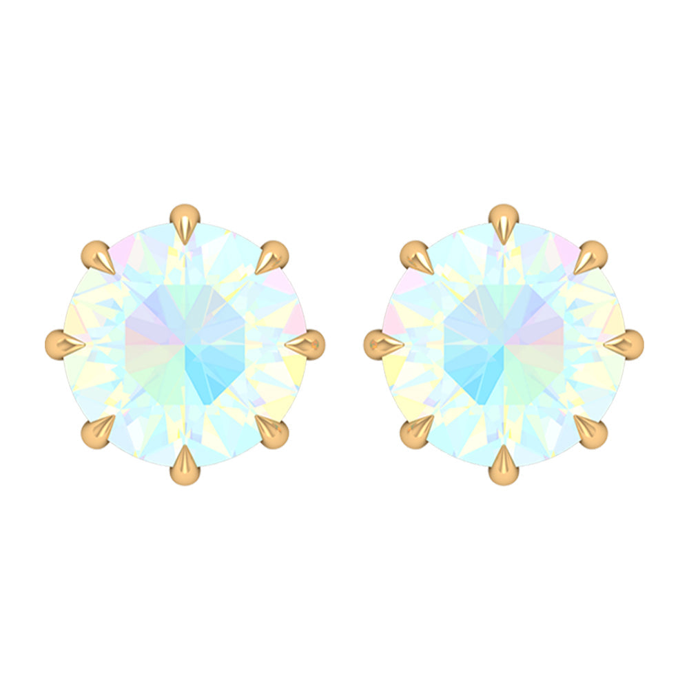 Natural 4 Carat Rainbow Ethiopian Opal Earrings with Screw Back