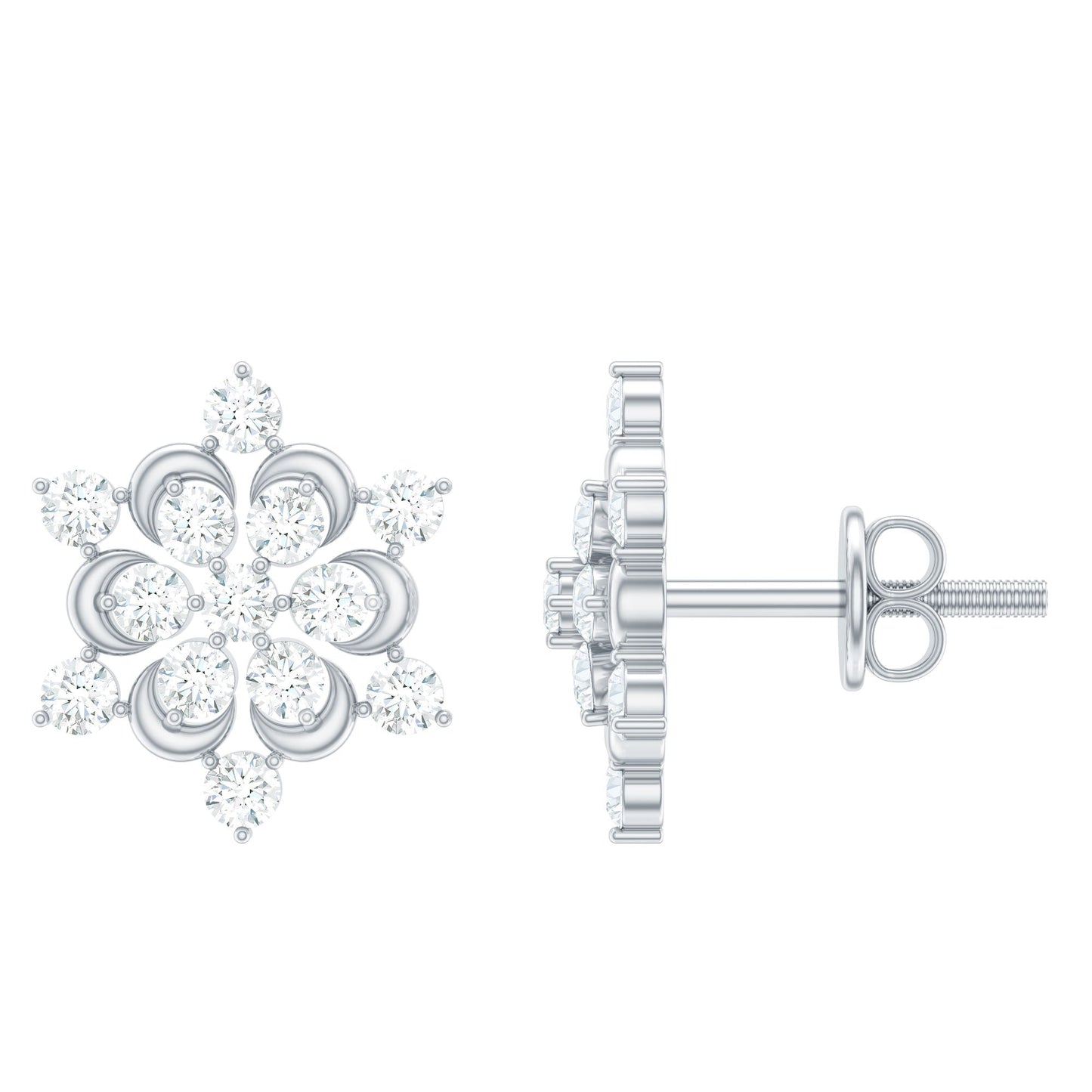Certified Diamond Snowflake Stud Earrings