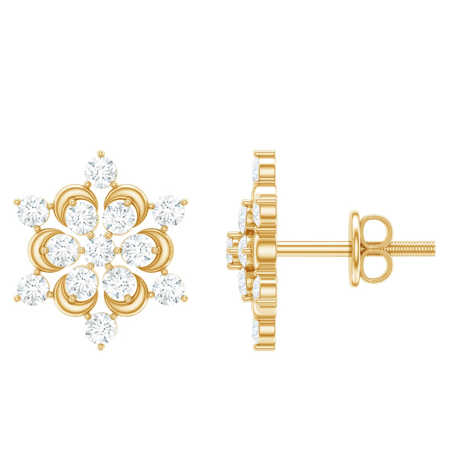 Certified Diamond Snowflake Stud Earrings