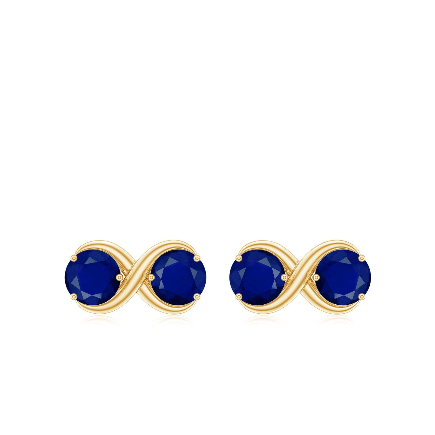 Simple Blue Sapphire Two Stone Infinity Stud Earrings