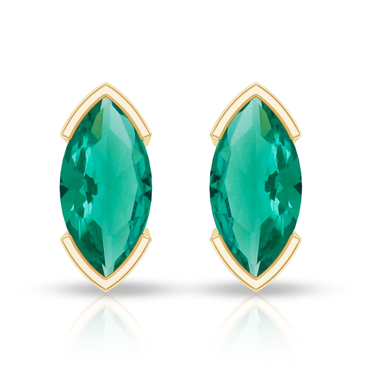 1 CT Marquise Cut Lab Grown Emerald Solitaire Stud Earrings