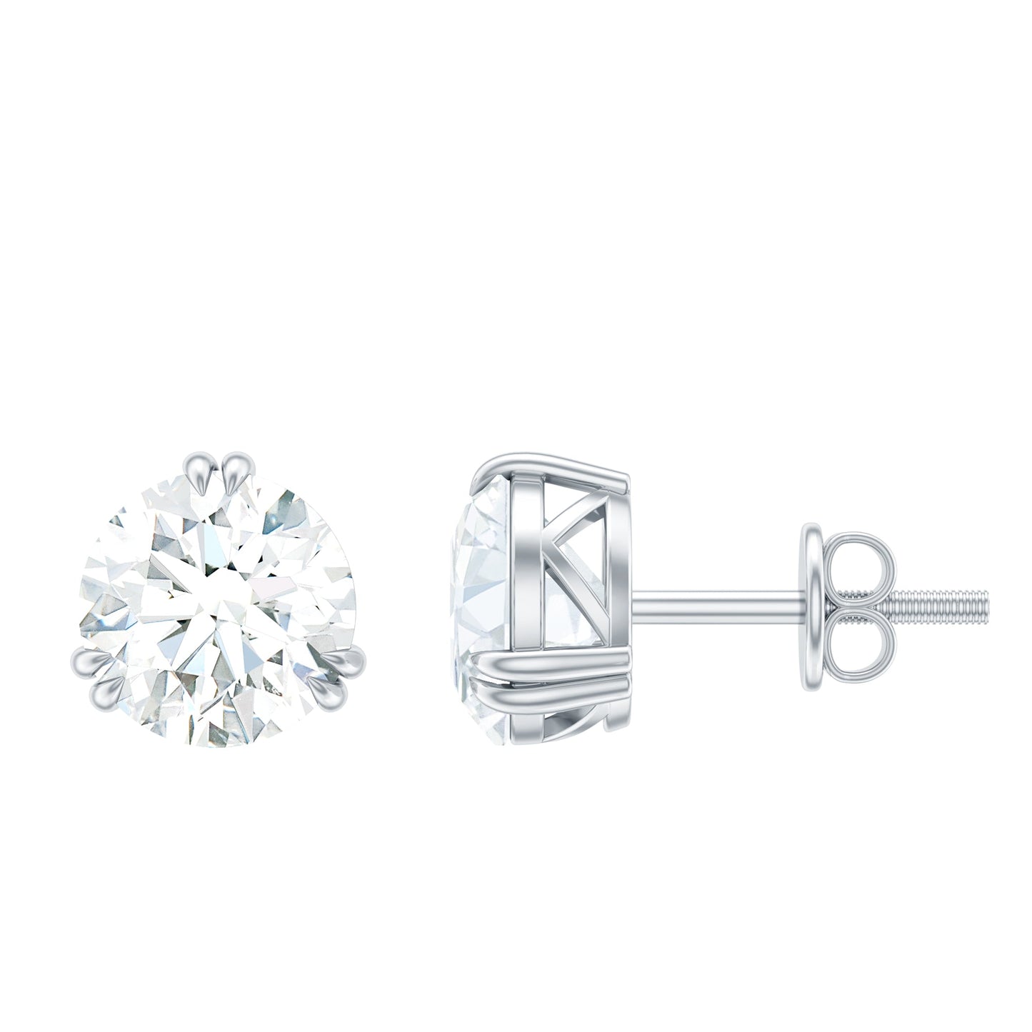 2.73 Carat Round Shape Moissanite Solitaire Stud Earrings