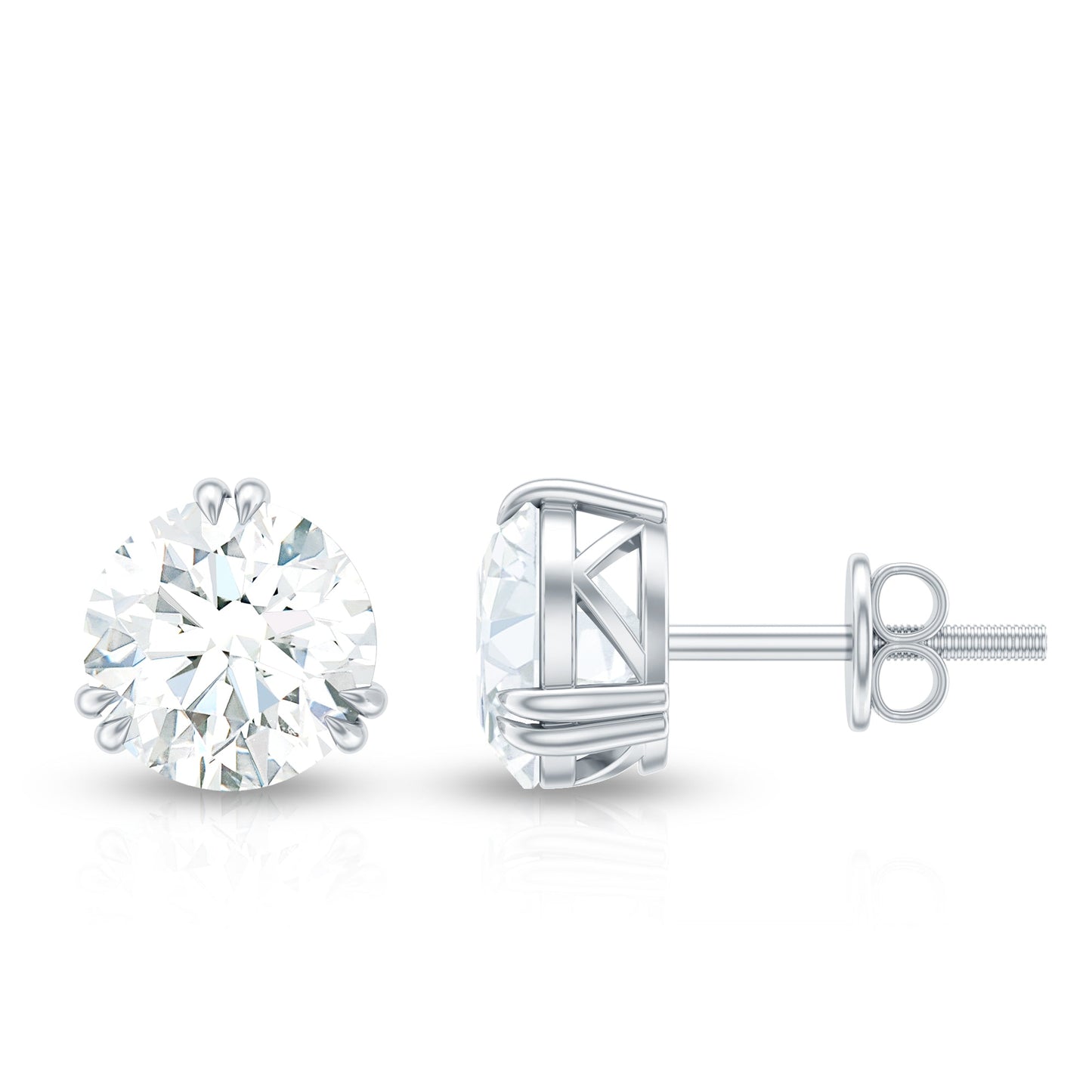 2.73 Carat Round Shape Moissanite Solitaire Stud Earrings