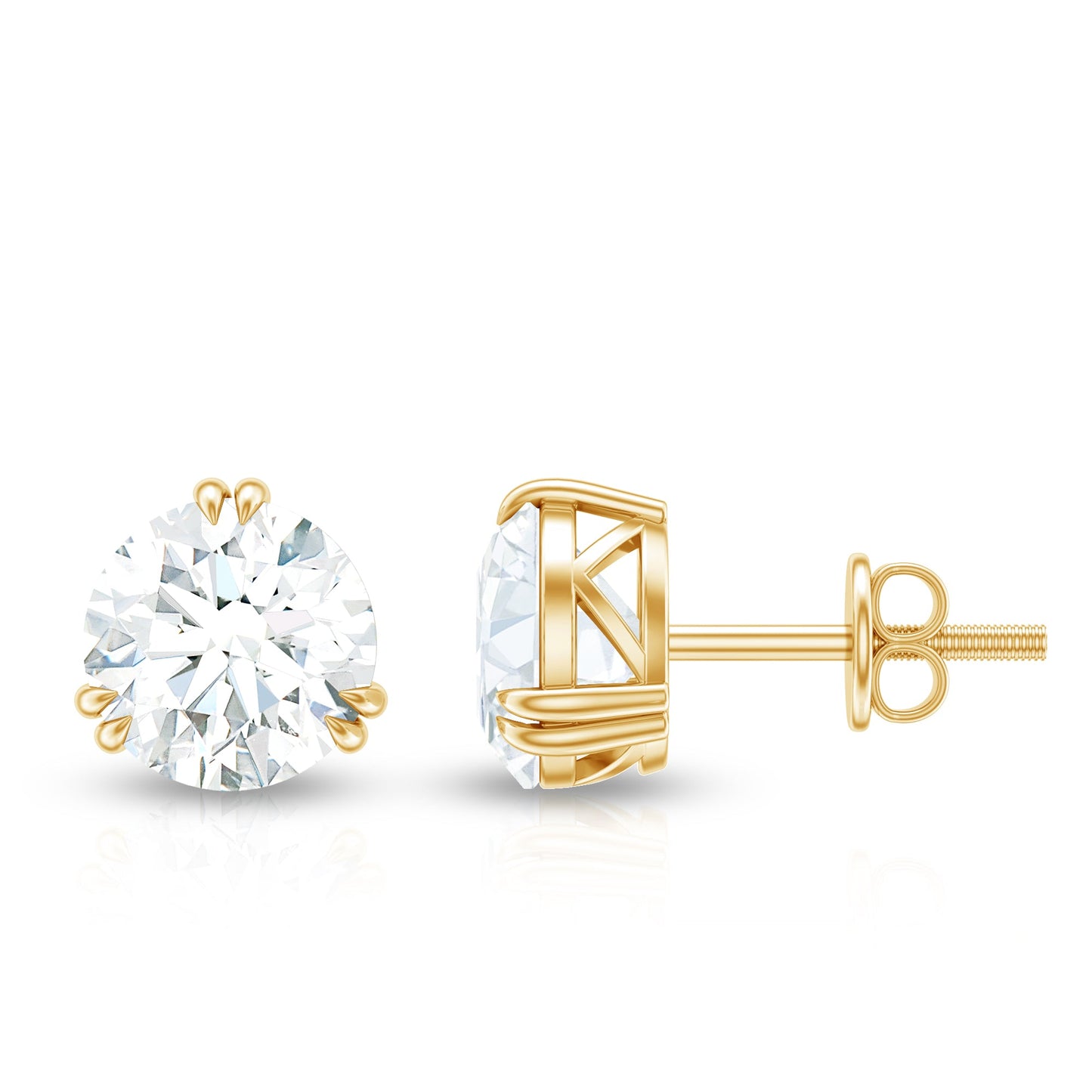 2.73 Carat Round Shape Moissanite Solitaire Stud Earrings