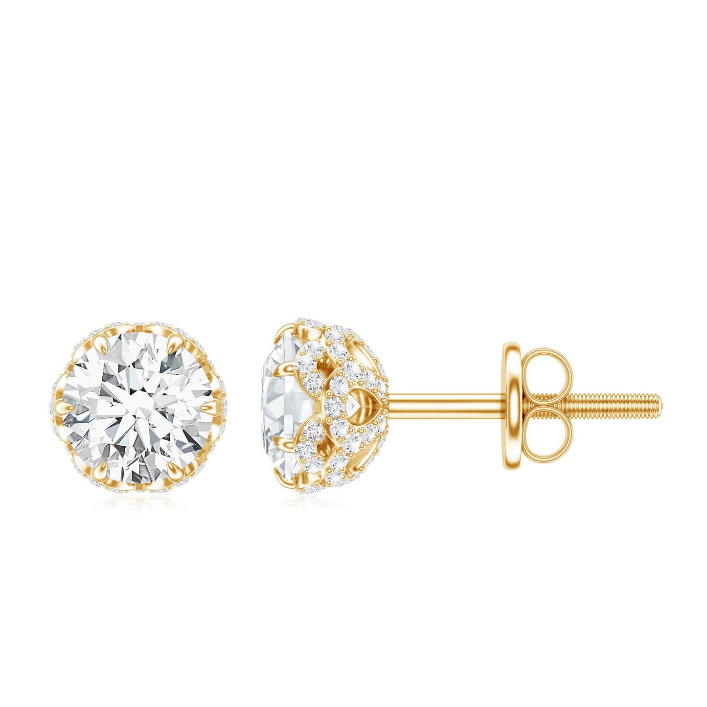 Designer 1 Carat Moissanite Stud Earrings with Screw Back