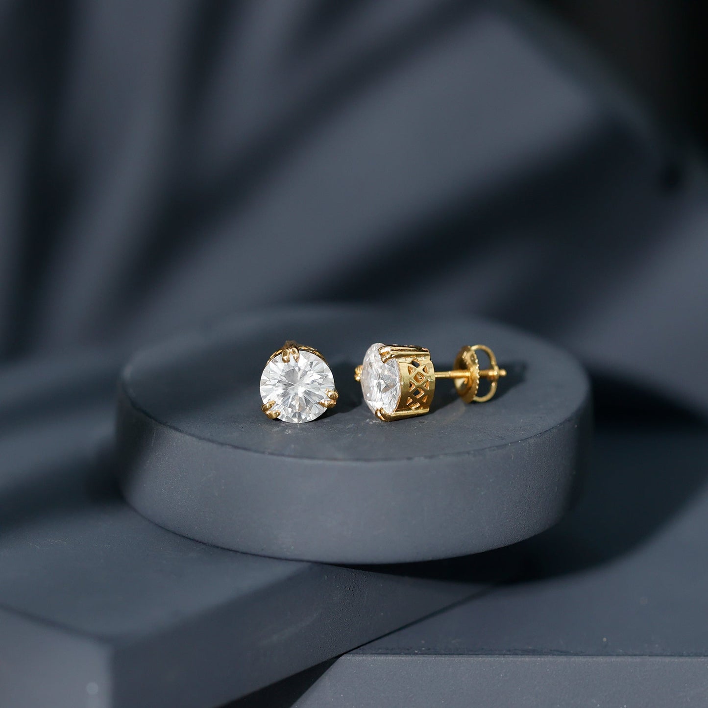 Certified 4 CT Moissanite Stud Earrings in 3 Double Claw Prong Setting