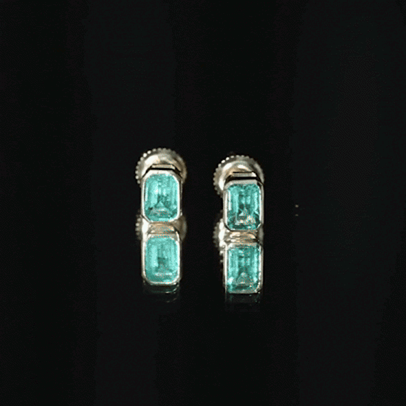 Natural Emerald Cut 4X6 MM Emerald Stud Earrings
