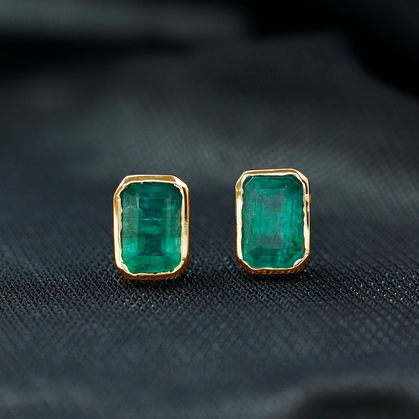 Natural Emerald Cut 4X6 MM Emerald Stud Earrings