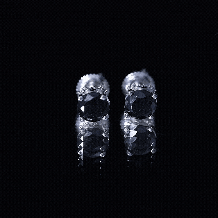 2.6 Carat Lab Created Black Diamond Stud Earrings with White Diamond