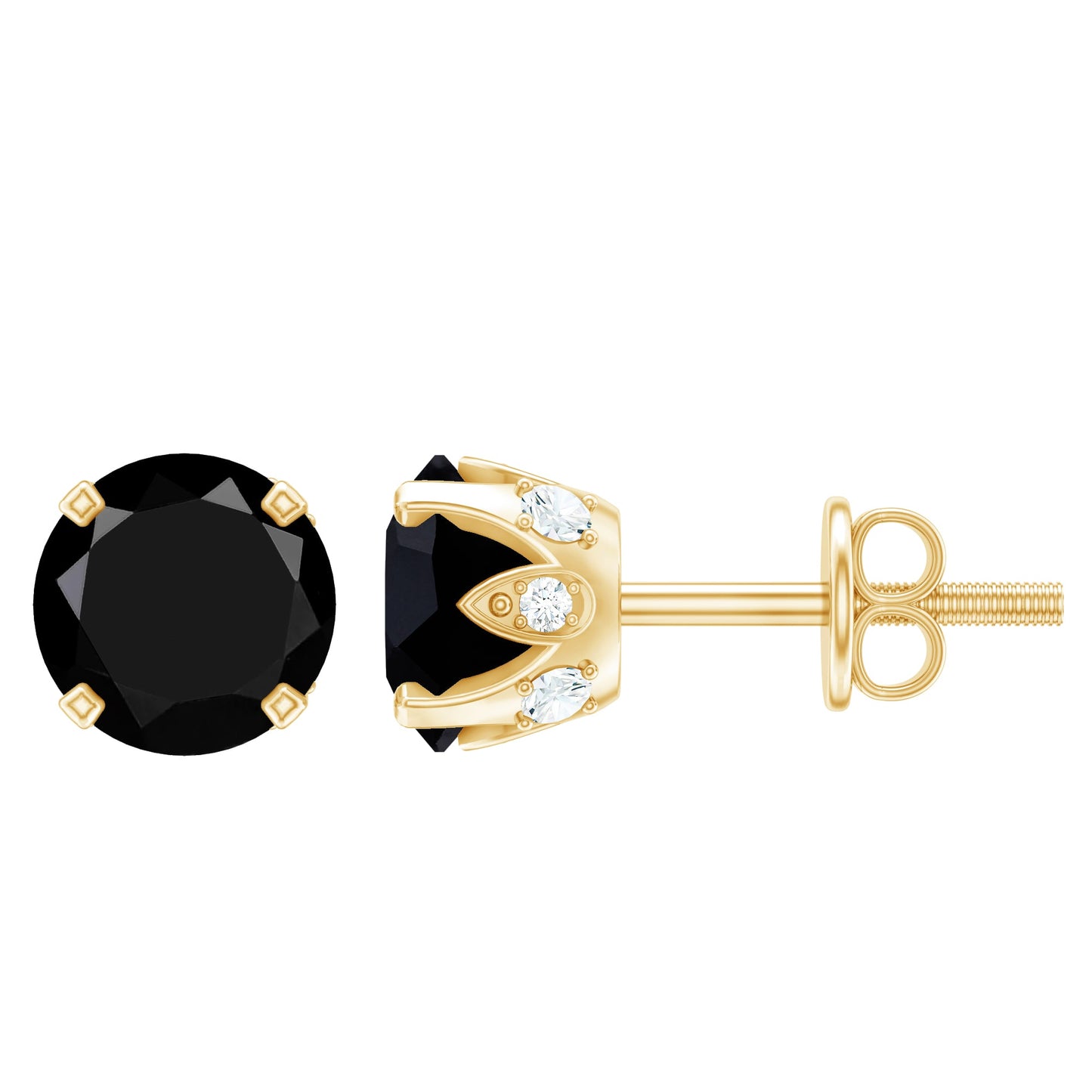 2.6 Carat Lab Created Black Diamond Stud Earrings with White Diamond