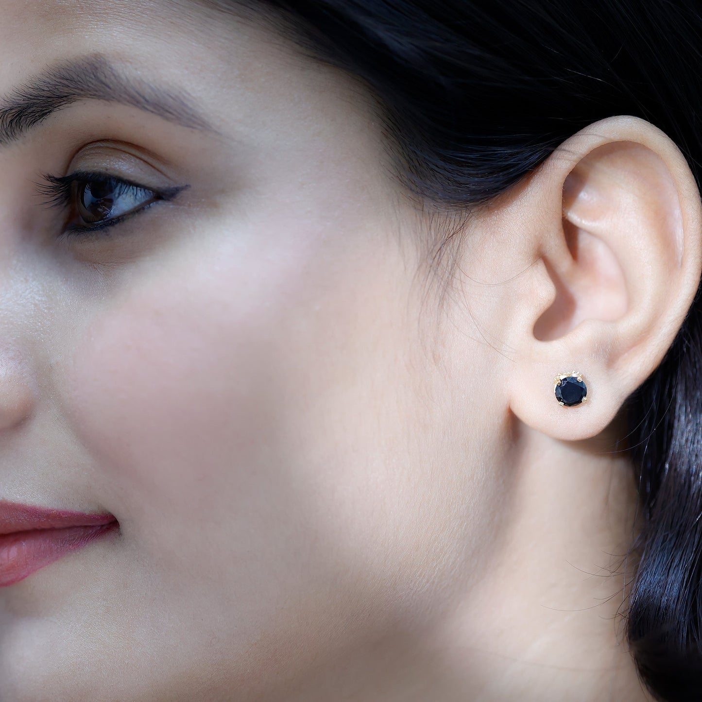 2.6 Carat Lab Created Black Diamond Stud Earrings with White Diamond