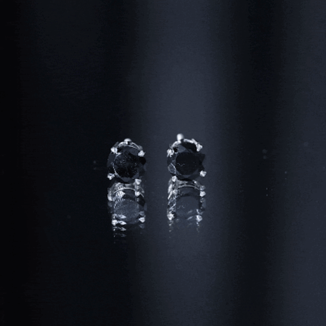 Round Cut Black Onyx Solitaire Stud Earrings