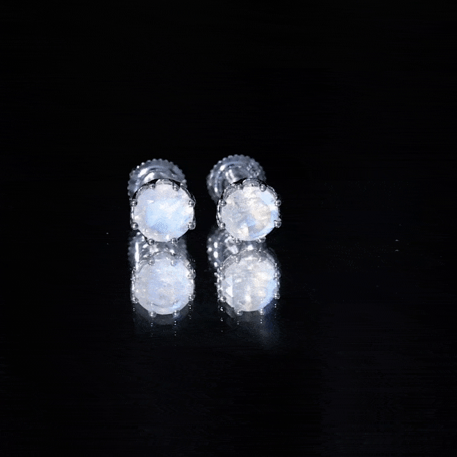 6 MM Decorative Set Moonstone Solitaire Stud Earrings