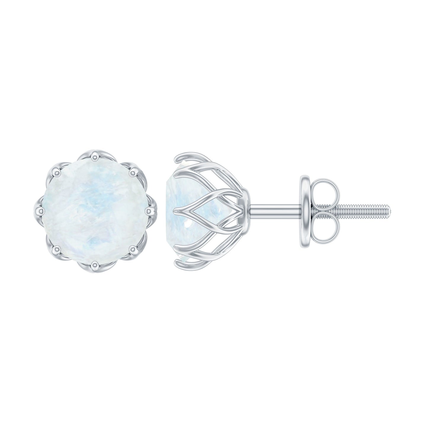 6 MM Decorative Set Moonstone Solitaire Stud Earrings