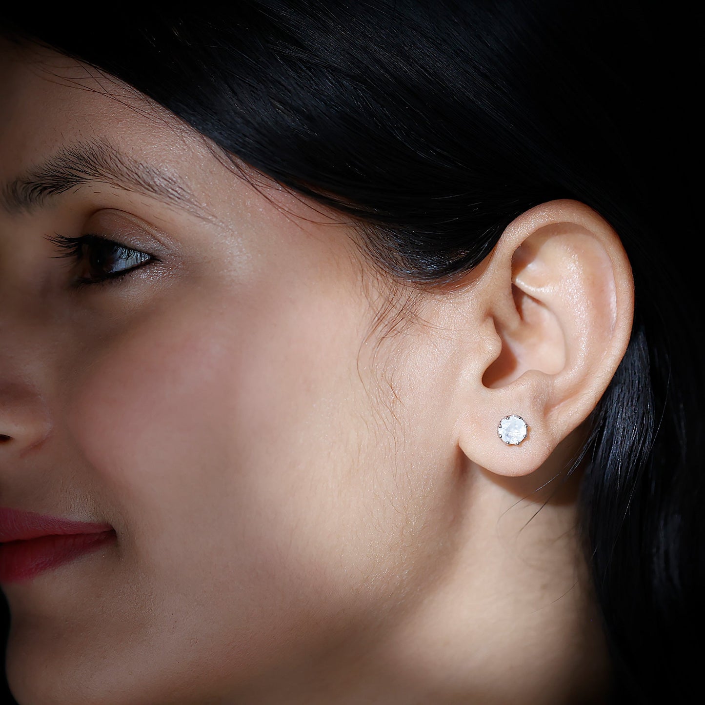 6 MM Decorative Set Moonstone Solitaire Stud Earrings