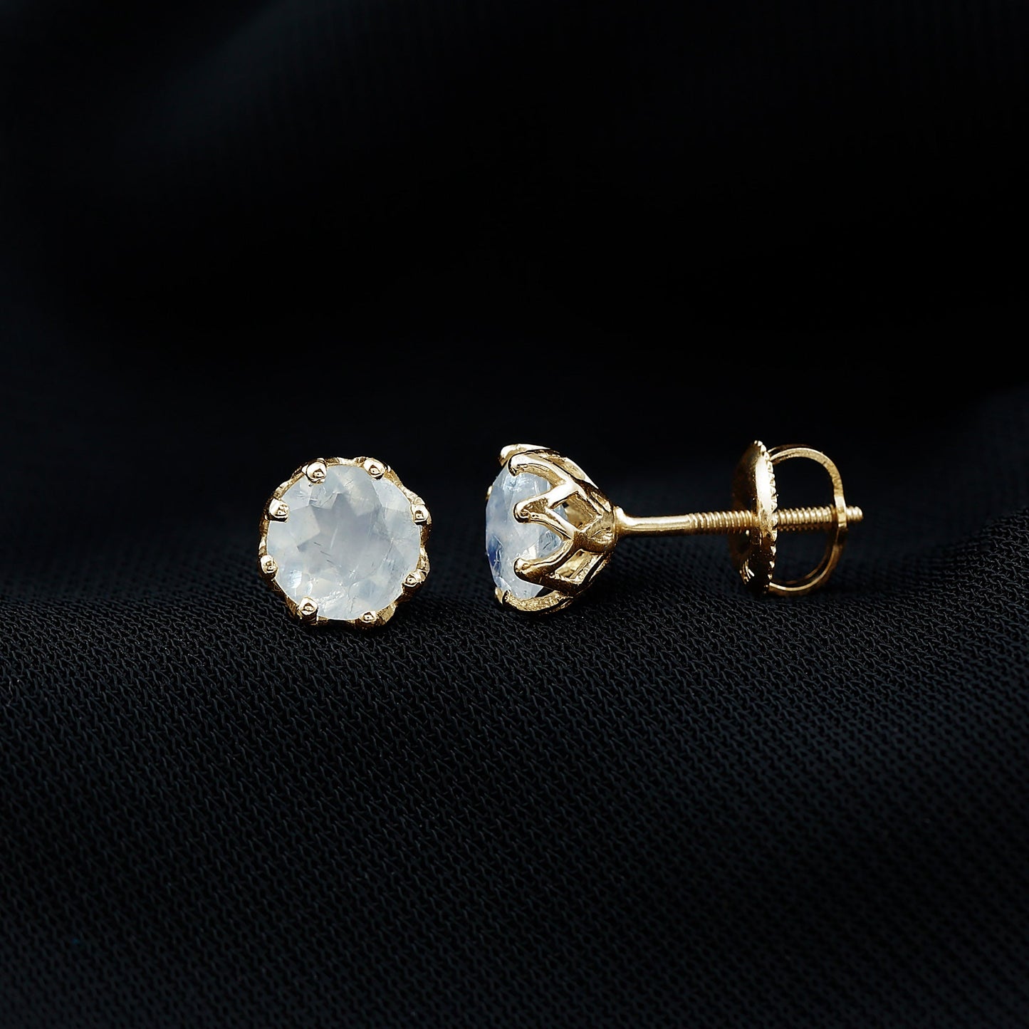 6 MM Decorative Set Moonstone Solitaire Stud Earrings
