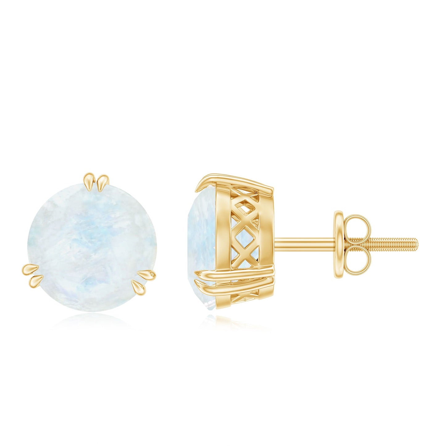 Natural 1.7 Carat Moonstone Stud Earrings with Screw Back
