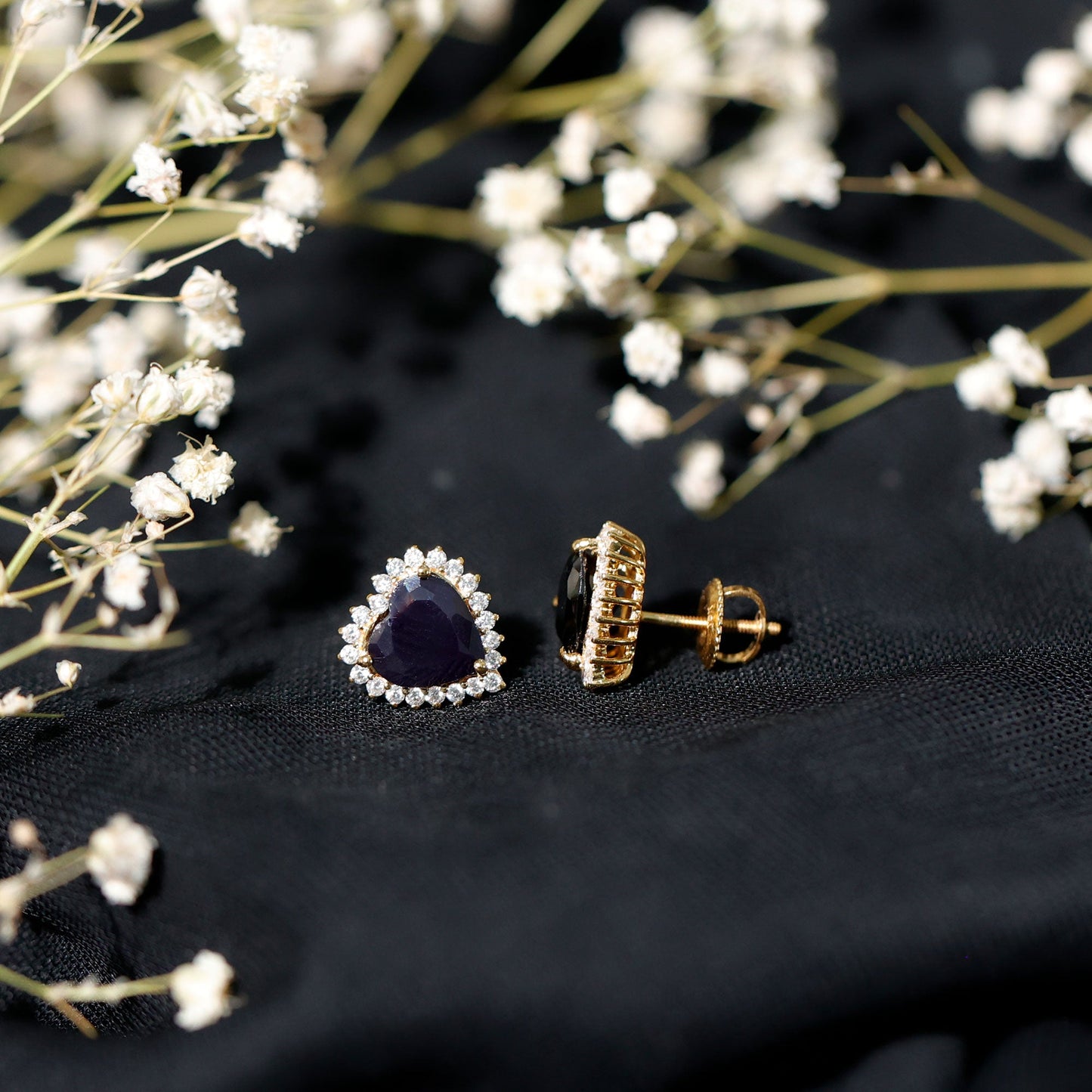 4.8 Carat Lab Created Black and White Diamond Heart Stud Earrings with Halo