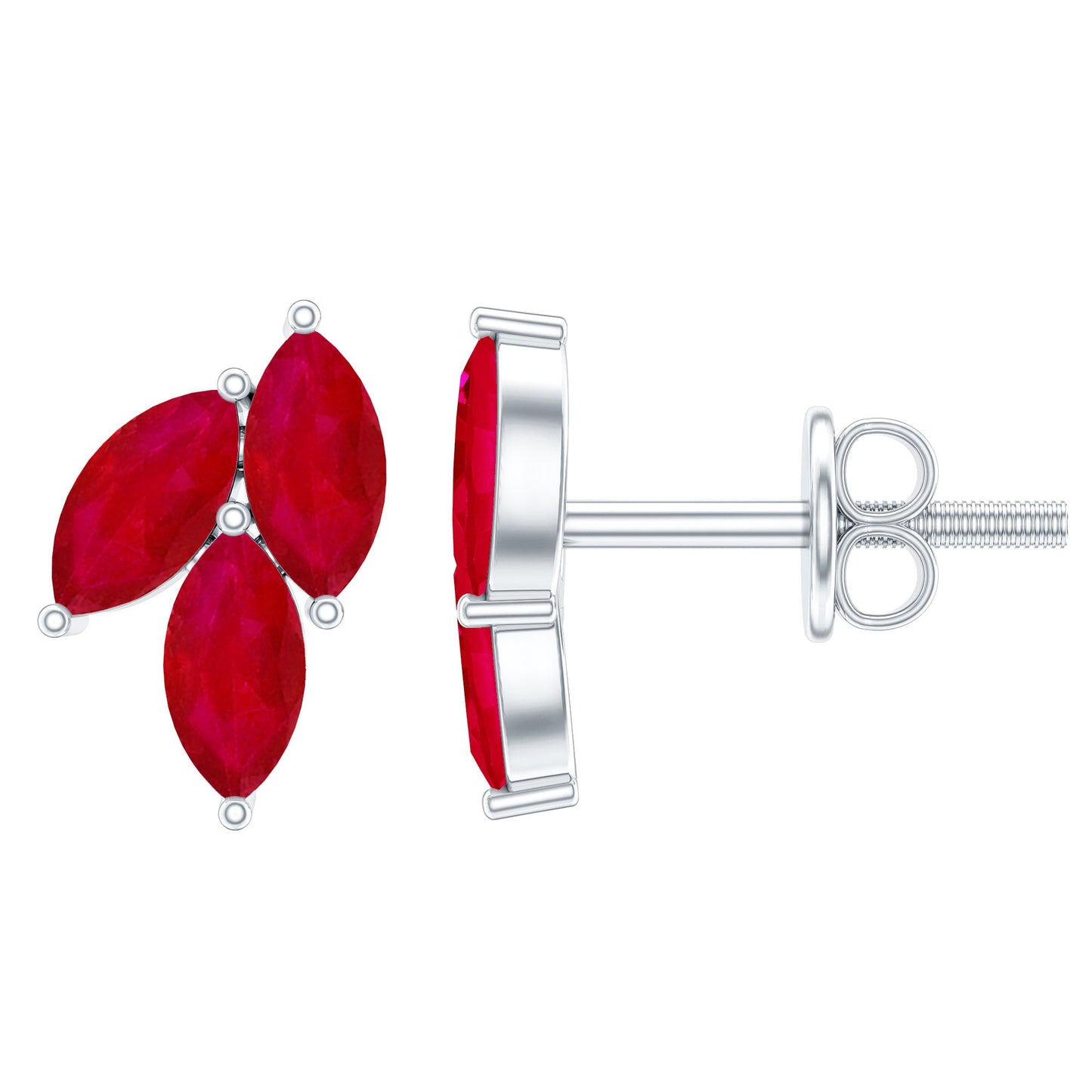 Certified Marquise Shape Ruby Leaf Stud Earrings for Women