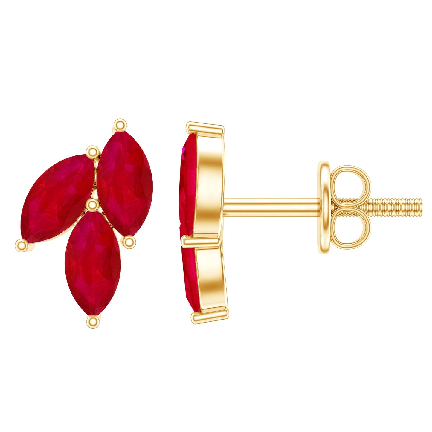 Certified Marquise Shape Ruby Leaf Stud Earrings for Women