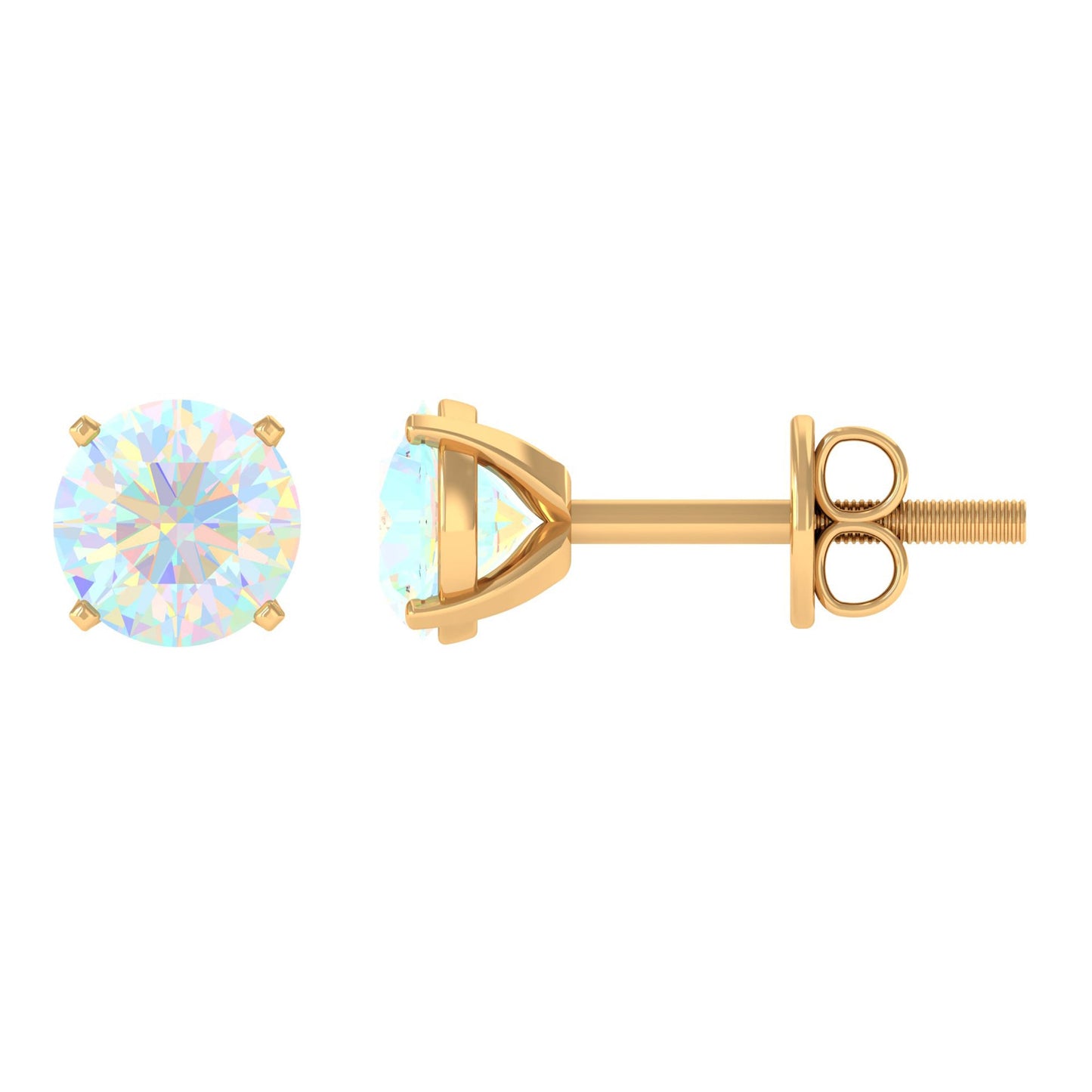 4 Carat Round Cut Ethiopian Opal Solitaire Stud Earrings