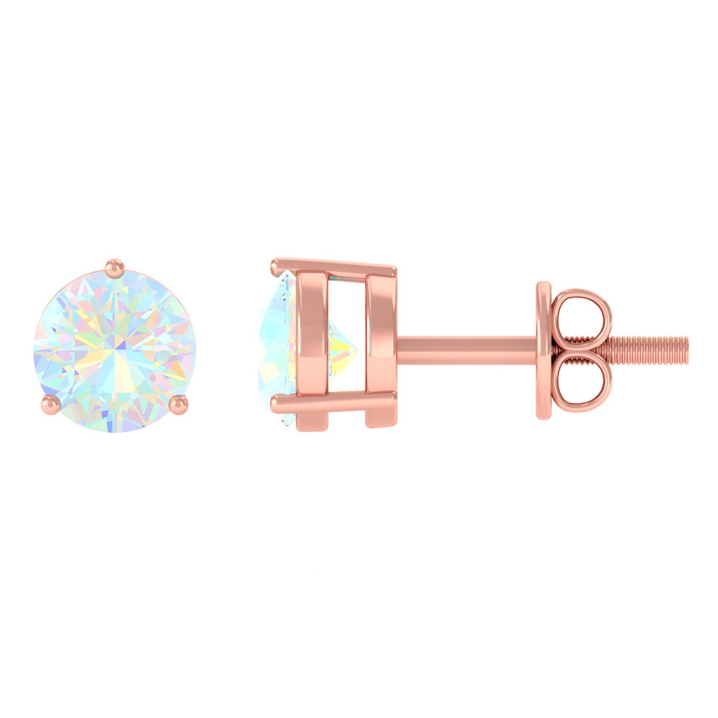 Minimalist Ethiopian Opal Solitaire Stud Earrings