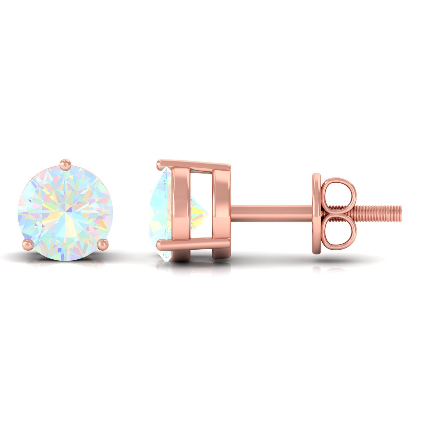 Minimalist Ethiopian Opal Solitaire Stud Earrings