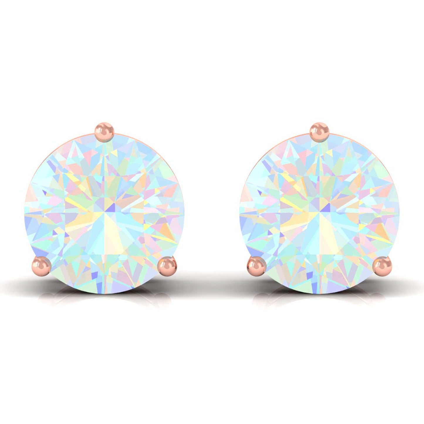 Minimalist Ethiopian Opal Solitaire Stud Earrings