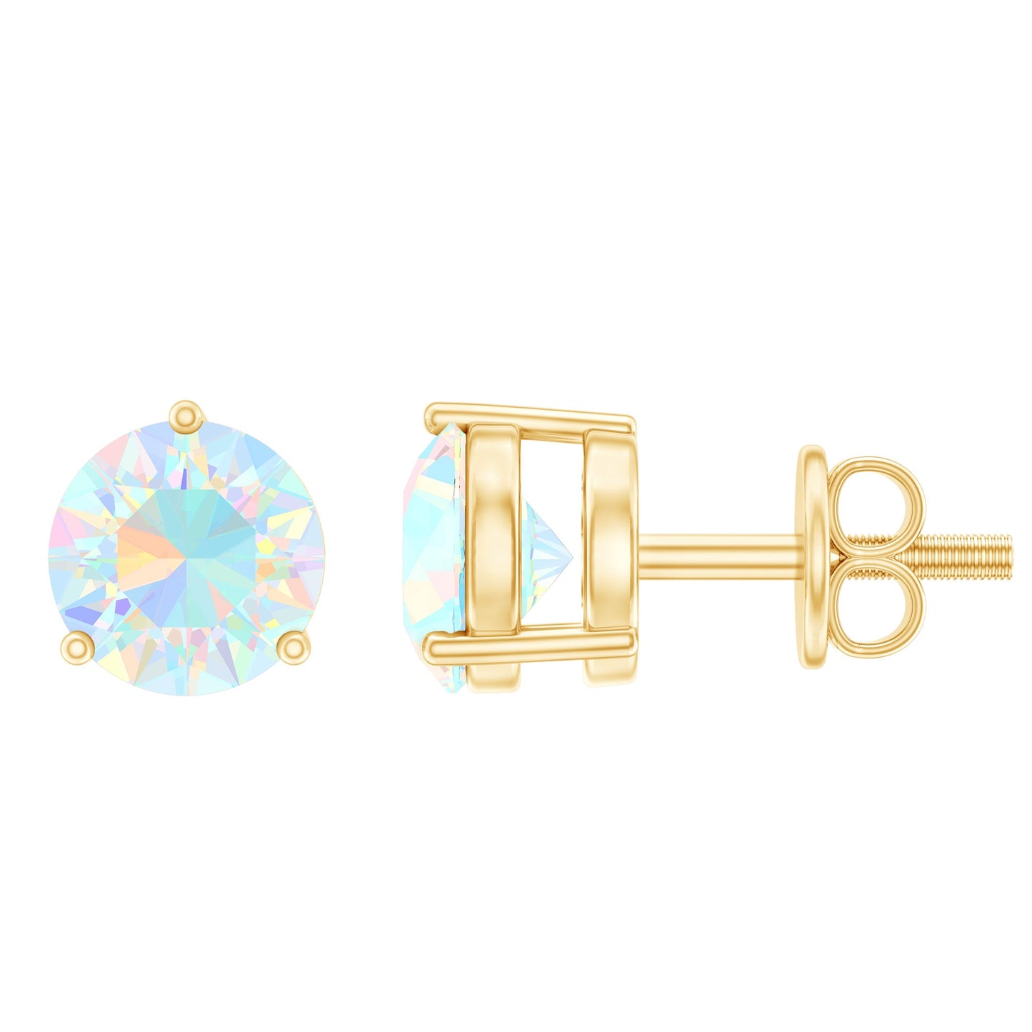 Minimalist Ethiopian Opal Solitaire Stud Earrings