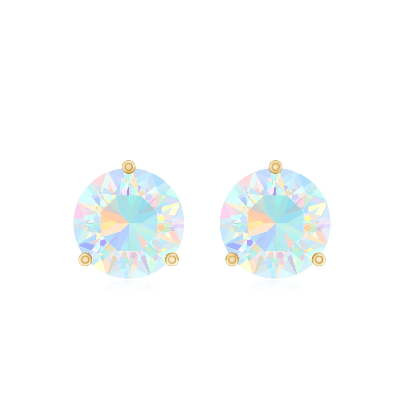 Minimalist Ethiopian Opal Solitaire Stud Earrings