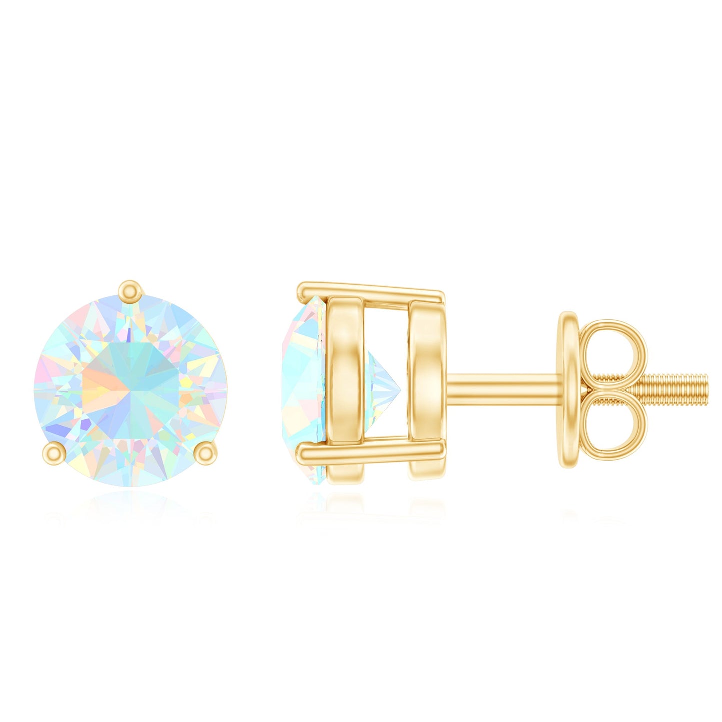 Minimalist Ethiopian Opal Solitaire Stud Earrings
