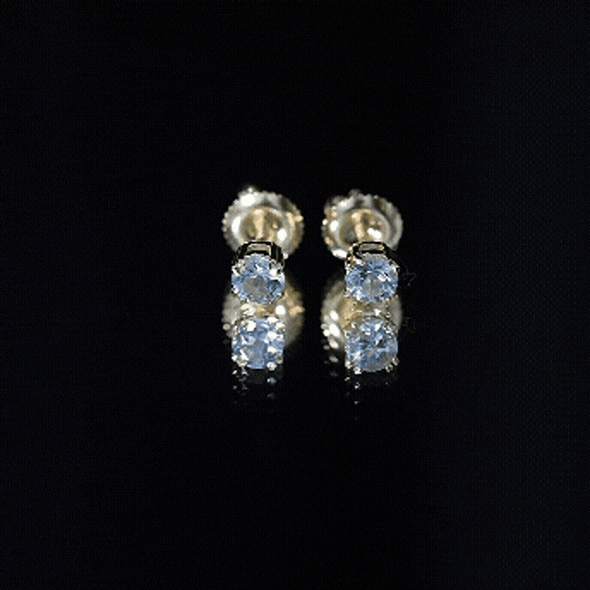 0.5 Carat Genuine Aquamarine Solitaire Stud Earrings in Double Claw Prong Setting
