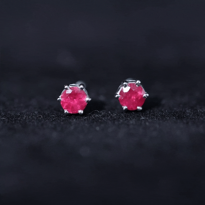 Minimalist Ruby Solitaire Stud Earrings for Women