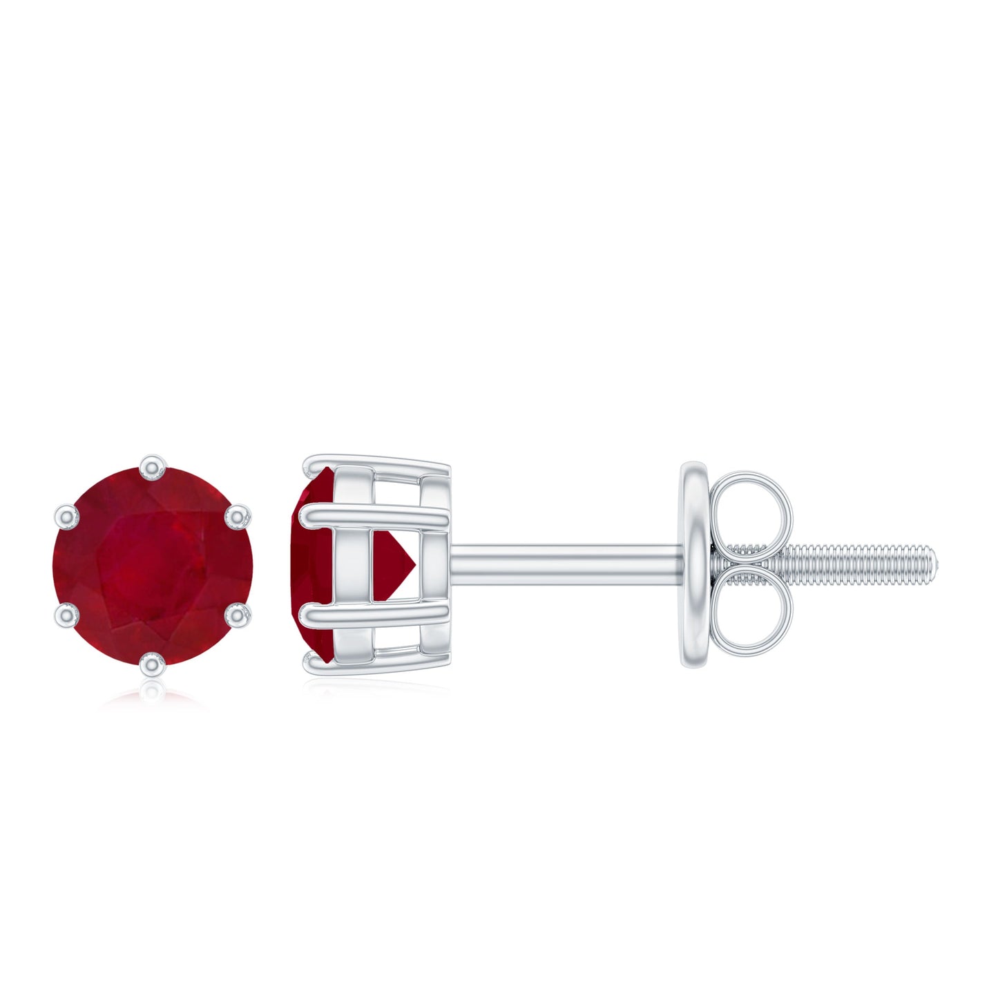 Minimalist Ruby Solitaire Stud Earrings for Women
