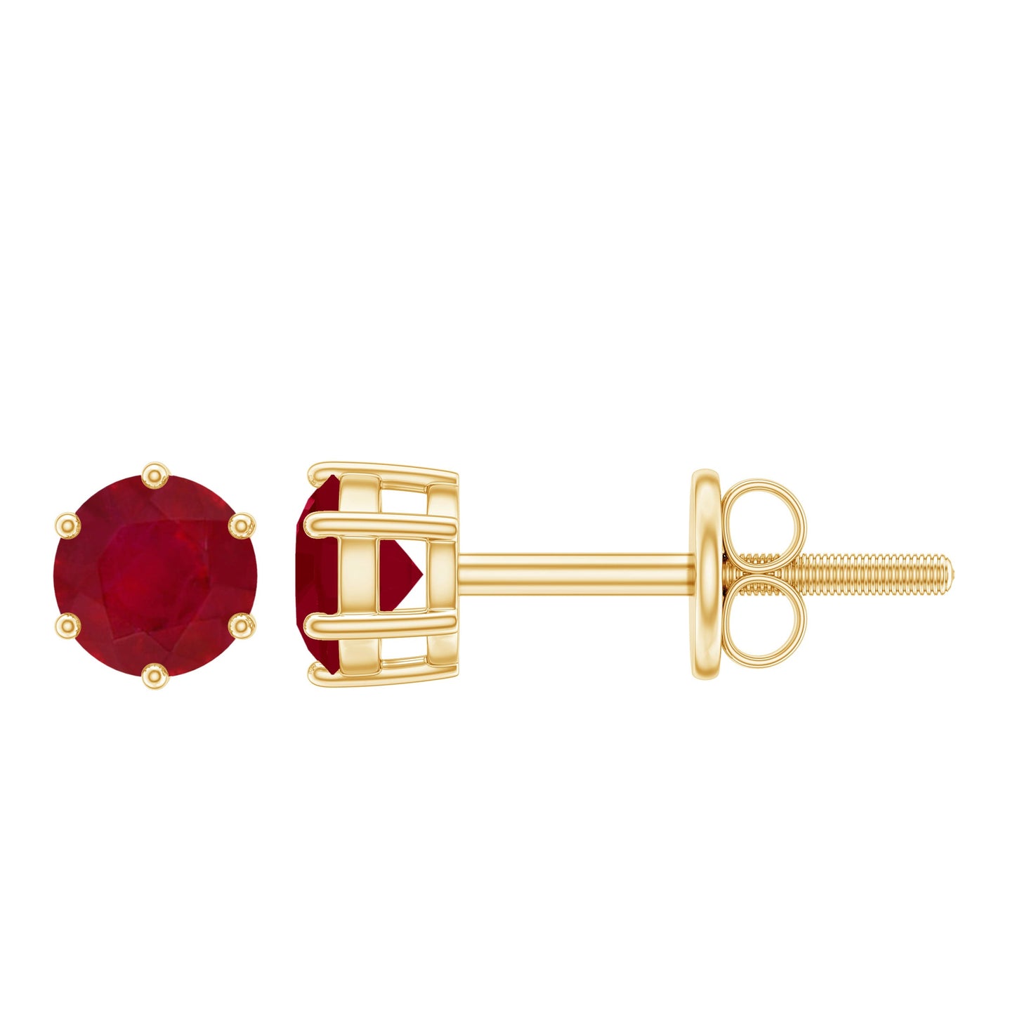 Minimalist Ruby Solitaire Stud Earrings for Women